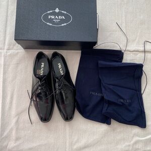 Prada Black Leather Derby Size 10.5 NWT